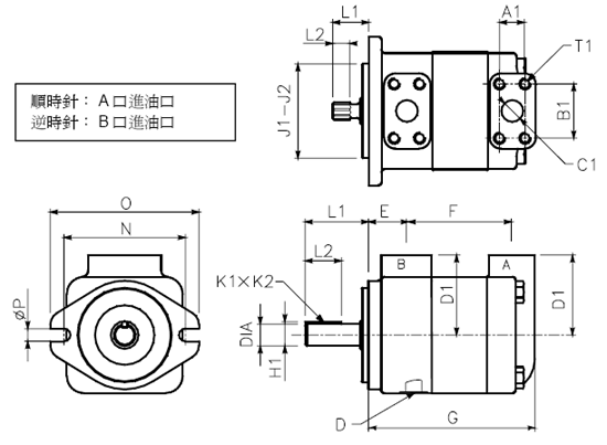 DENISON丹尼遜M3B系列葉片馬達尺寸圖